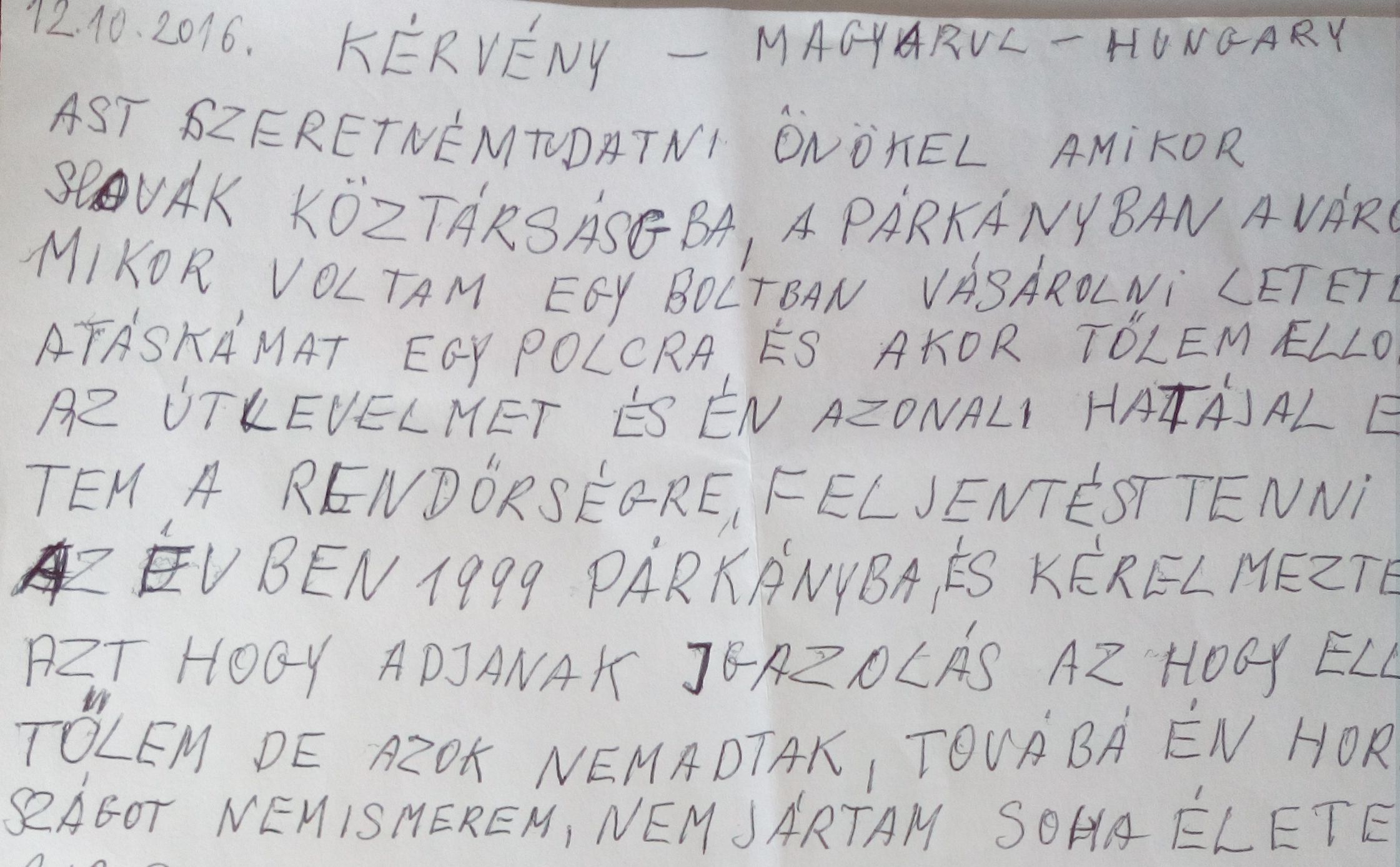 Faksimil pisma na mađarskom jeziku koje je iz zatvora Gonosz poslao odvjetnici Kvaternik