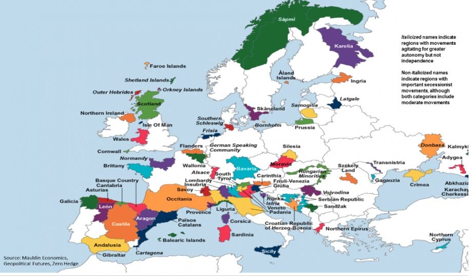 Karta separatističkih pokreta u EU / Foto Bank of America