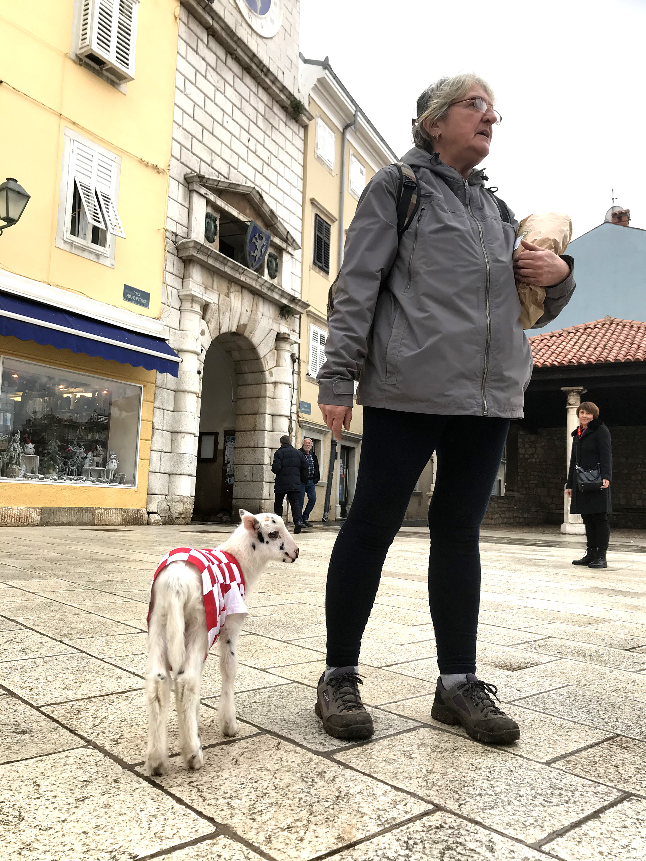 Nadija Sepčić sa svojim ljubimcem - janjetom u navijačkom dresu / Snimio Walter SALKOVIĆ