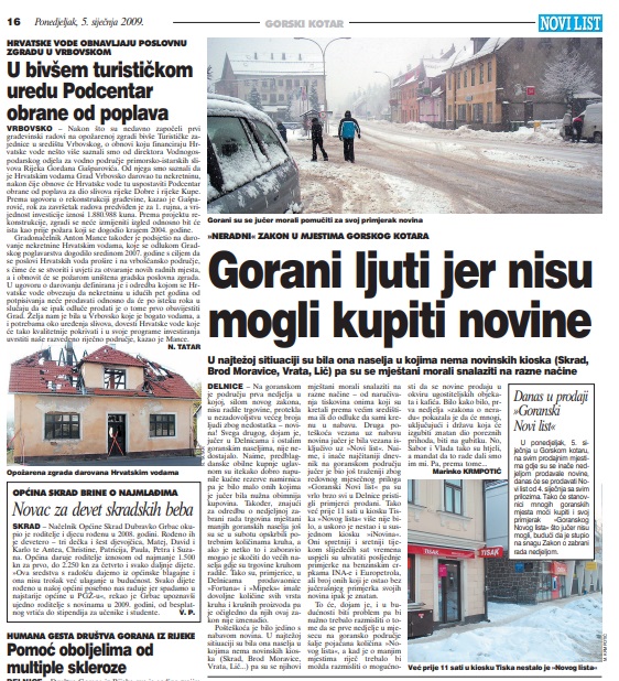 Novi list, 5. siječnja 2009.