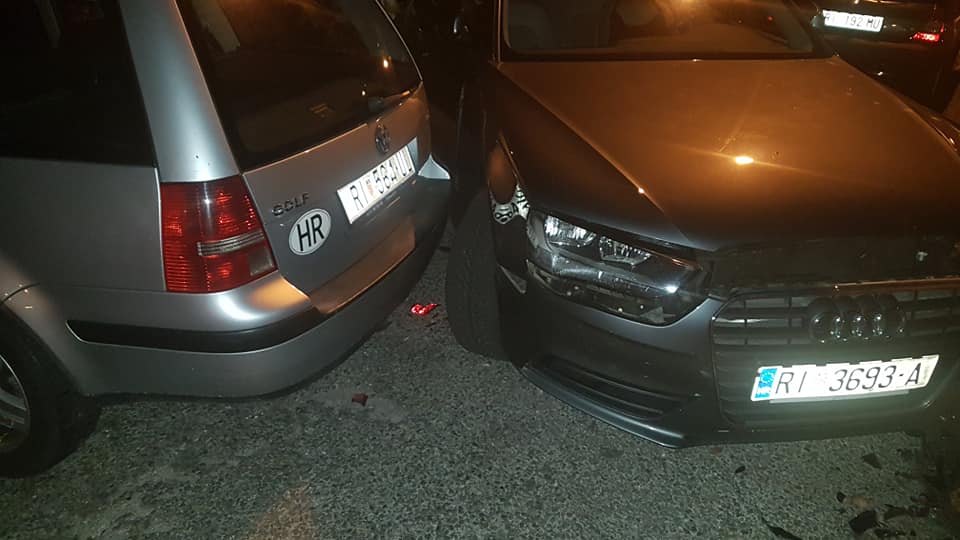 Oštećeni automobili u Sušačkoj Dragi / Foto facebook / Problemi u prometu - Riejka i okolica