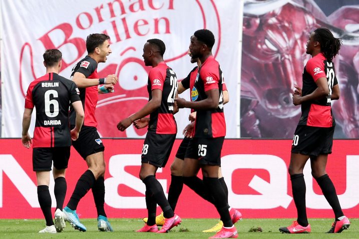 Igrači Herthe slave vodeći gol u Leipzigu/Foto REUTERS