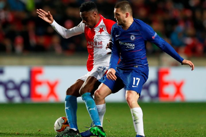 Ibrahim-Benjamin Traore (Slavia Prag) i Mateo Kovačić (Chelsea)/Foto REUTERS