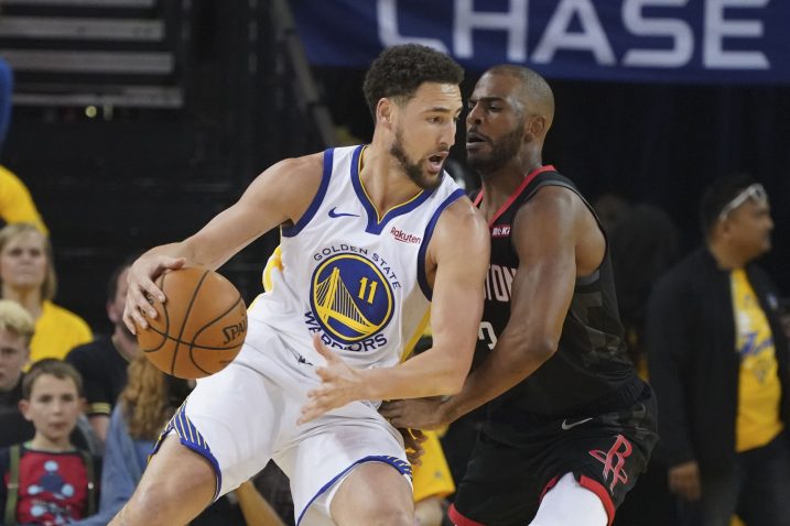 Klay Thompson (Golden State Warriors) i Chris Paul (Houston Rockets)/Foto REUTERS