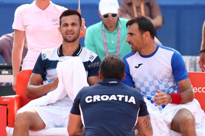 Izbornik Željko Krajan, Ivan Dodig i Mate Pavić/Foto REUTERS