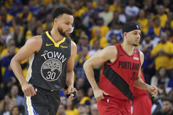 Stephen Curry (Golden State) i Seth Curry (Portland)/Foto REUTERS