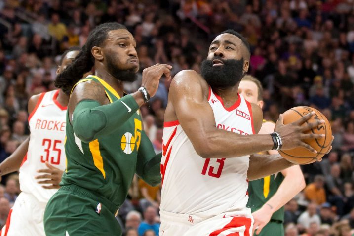 Ricky Rubio (Utah Jazz) i James Harden (Houston Rockets)/Foto REUTERS