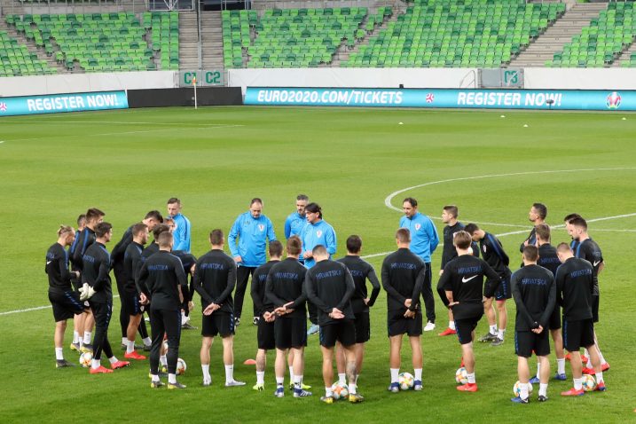 Hrvatski reprezentativci na posljednjem treningu uoči večerašnjeg ogleda/Foto PIXSELL