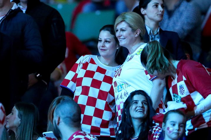 Kolinda Grabar-Kitarović na tribinama Tele 2 Arene/Foto PIXSELL