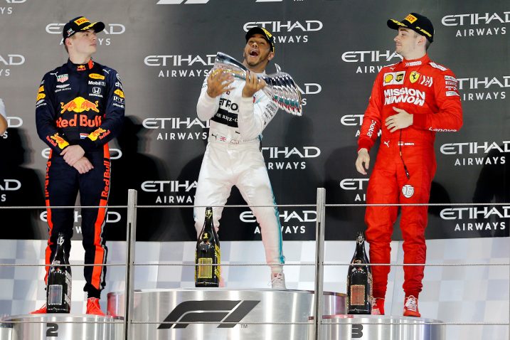 Max Verstappen, Lewis Hamilton i Charles Leclerc/Foto REUTERS