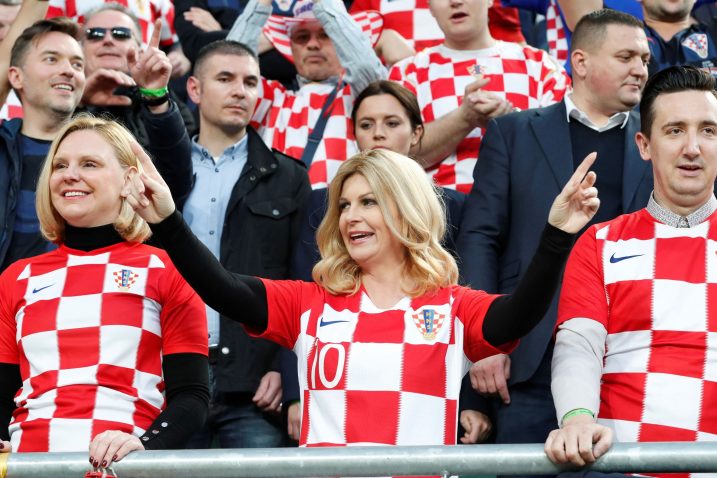Predsjednica Kolinda Grabar-Kitarović tijekom ogleda na Groupama Areni u Budimpešti/Foto REUTERS