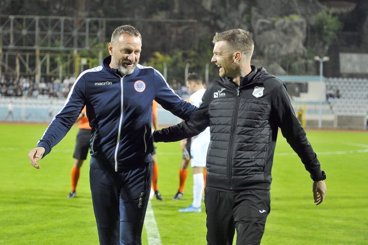 Hari Vukas i Simon Rožman, treneri Zrinjskog i Rijeke nakon utakmice na Kantridi/Foto Arhiva NL