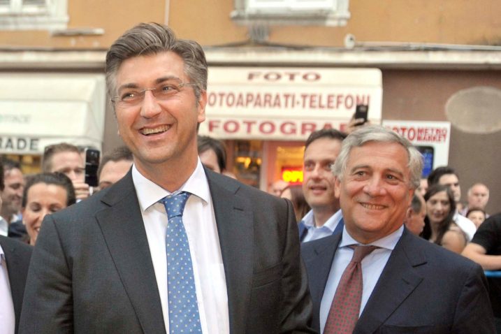 Andrej Plenković i Antonio Tajani 2016. godine na riječkom Korzu / Foto Vedran Karuza