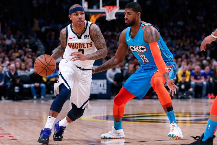 Isaiah Thomas (Denver Nuggets) i  Paul George (Oklahoma City)/Foto REUTERS