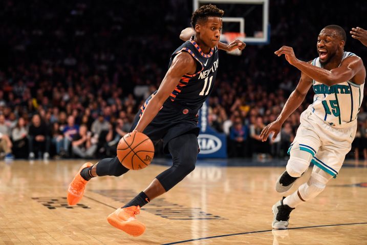 Frank Ntilikina (New York Knicks) i Kemba Walker (Charlotte Hornets)/Foto REUTERS