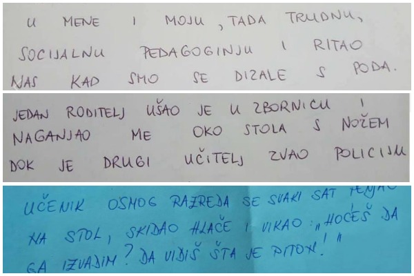 Poruke učitelja opisuju mučne situacije s učenicima