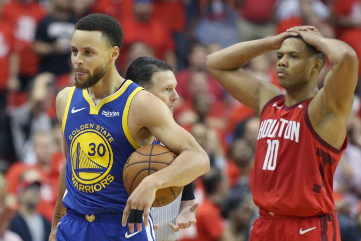Stephen Curry (Golden State Warriors) i Eric Gordon (Houston Rockets)/Foto REUTERS