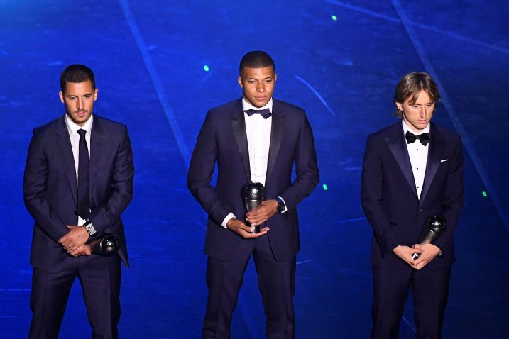 Eden Hazard, Kylian Mbappe i Luka Modrić/Foto REUTERS