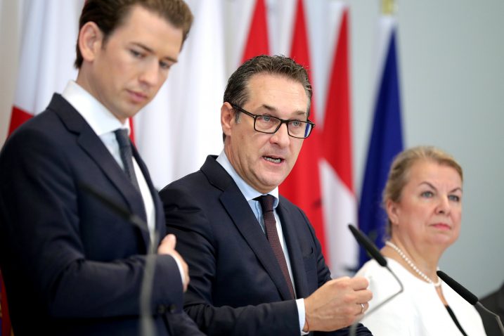 kancelar Sebastian Kurz, vicekancelar Christian Strache i ministrica Beate Hartinger-Klein / Foto: REUTERS