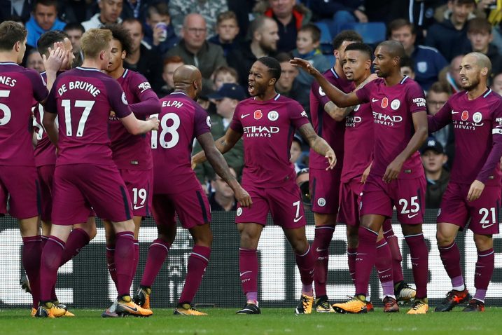 Moćna družina – Nogometaši "Manchester Cityja" slave pogodak protiv "West Bromwich Albiona" / Foto Reuters