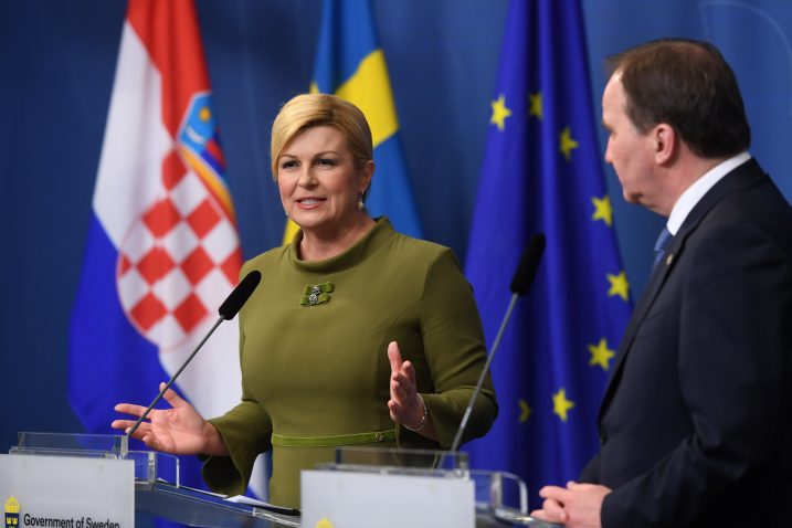 Kolinda Grabar-Kitarović i švedski premijer Stefan Lofven, Foto: REUTERS