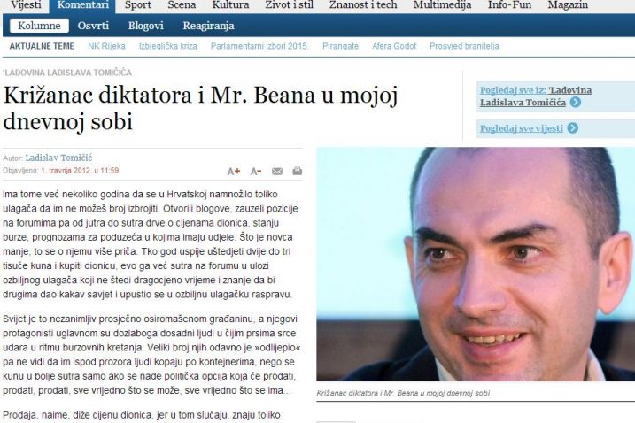 'Ladovina Ladislava Tomičića od 1. travnja 2012.