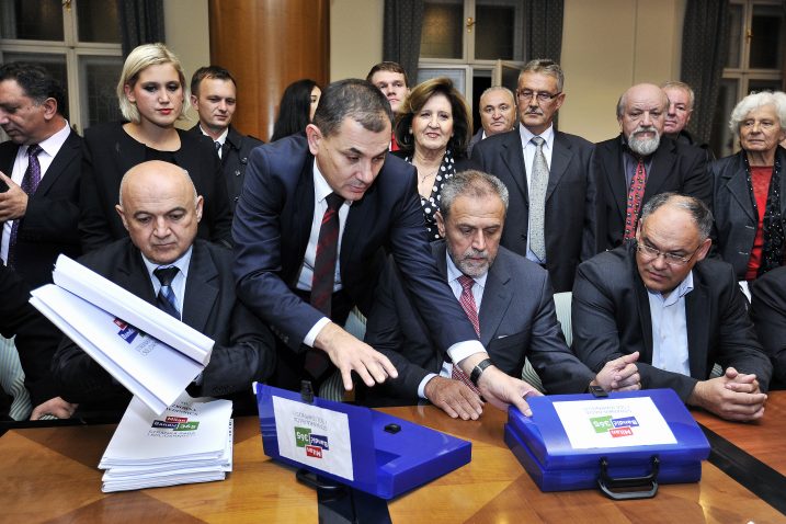 Ljubo Jurčić, Milan Bandić i Damir Kajin / Foto: Boris Kovacev / CROPIX