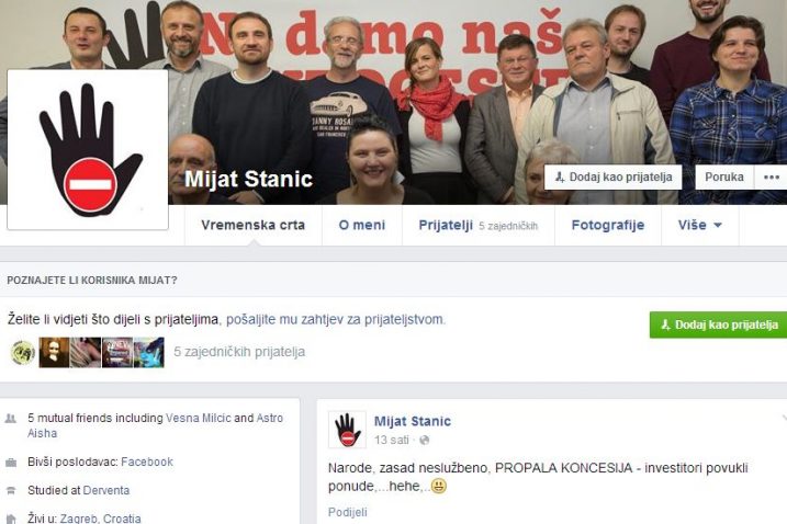 Zasad samo status na "fejsu"