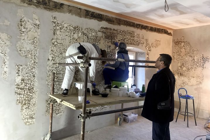 Voditelj projekta prof. dr. Pero Lučin tijekom obilaska palače Moise / Foto Damir ŠKOMRLJ
