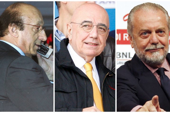 Alessandro Moggi, Adriano Galliani i Aurelio De Laurentiis / Foto Reuters