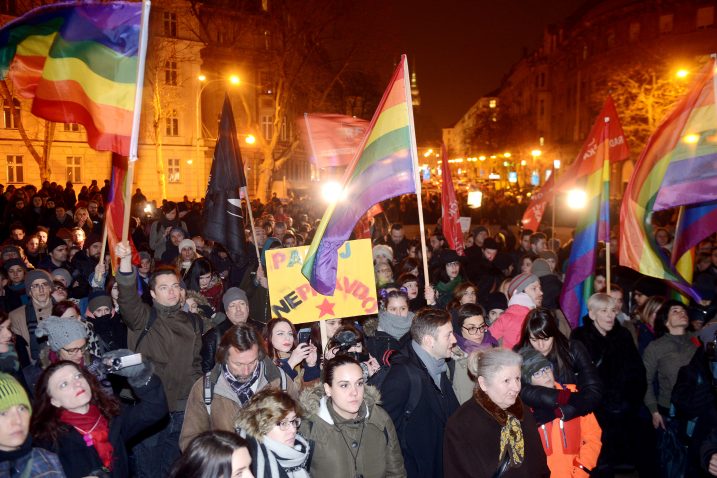 Zbog napada u klubu Super Super u Zagrebu održan je veliki prosvjed protiv nasilja i mržnje / snimio D. LOVROVIĆ