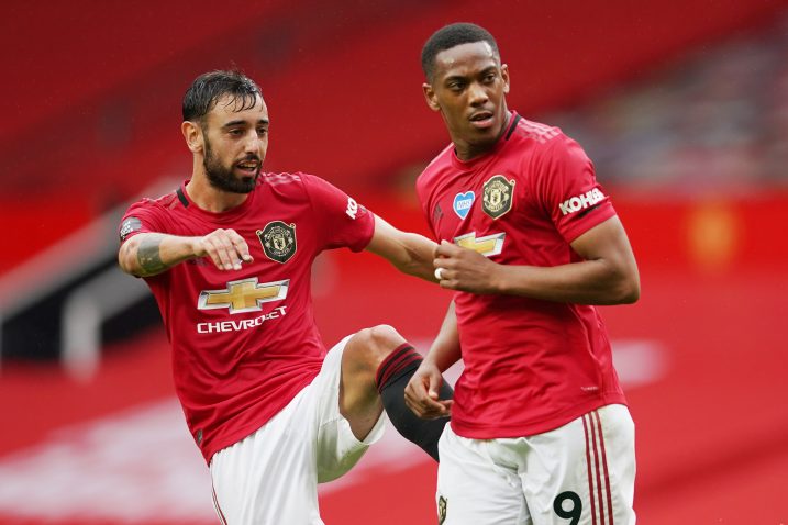 Anthony Martial i Bruno Fernandes (Manchester United)/Foto REUTERS