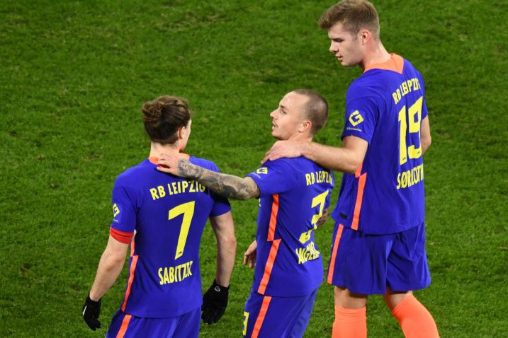 Marcel Sabitzer, Angelino i Alexander Sorloth (RB Leipzig)/Foto REUTERS