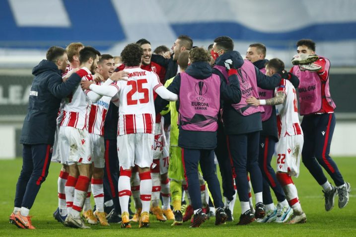 Nogometaši Crvene zvezde tijekom slavlja/Foto REUTERS