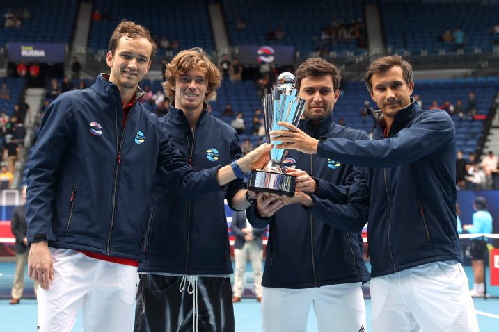 Daniil Medvjedev, Andrej Rublev, Aslan Karatsev i Evgenij Donskoy/Foto REUTERS