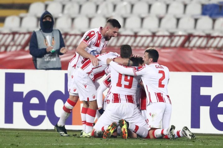 Igrači Crvene zvezde slave veliki bod protiv Milana/Foto REUTERS