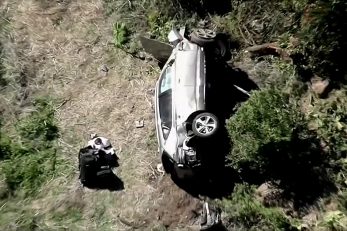 Mjesto nesreće i Tigerov SUV snimljeni iz zraka/Foto REUTERS