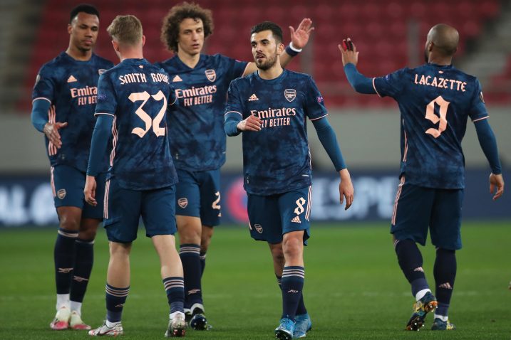 Radost igrača Arsenala na Karaiskakisu/Foto REUTERS