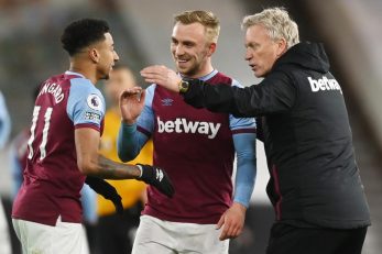 Jesse Lingard, trener David Moyes i Jarrod Bowen/Foto: REUTERS