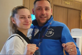 Lena Stojković i trener Veljko Laura/Foto Taekwondo klub Marjan