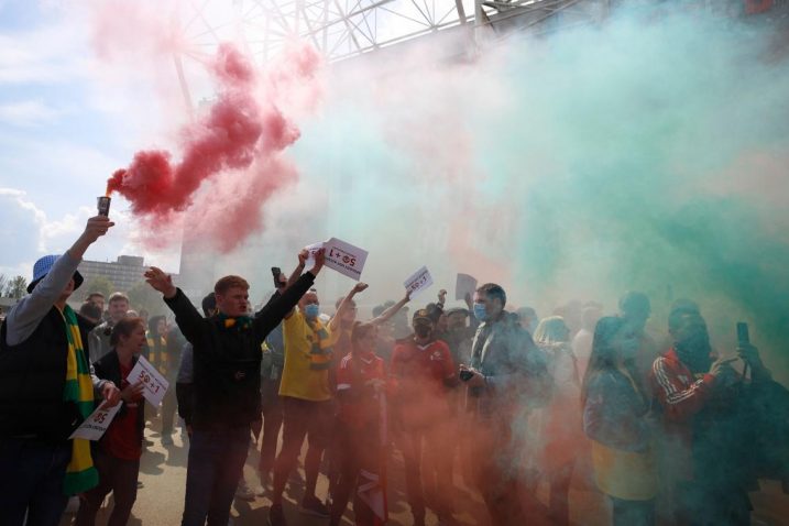 Prosvjed navijača Manchester Uniteda/Foto: REUTERS
