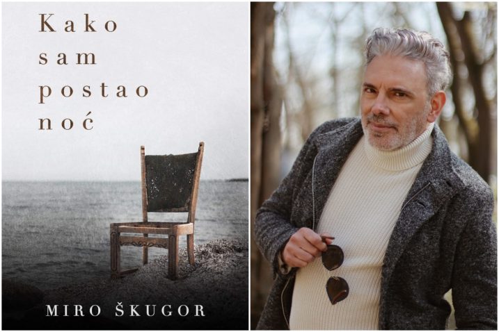 Miro Škugor i naslovnica njegove knjige "Kako sam postao noć"