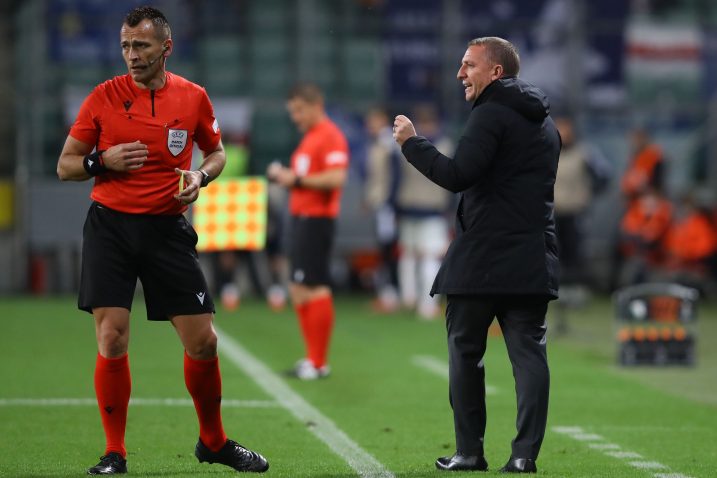 Ivan Bebek i Brendan Rodgers, trener Leicestera/Foto REUTERS