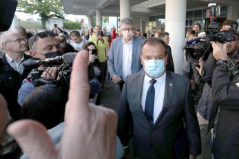 Vili Beroš tijekom prosvjeda na Rebru / Foto Patrik Macek/Pixsell