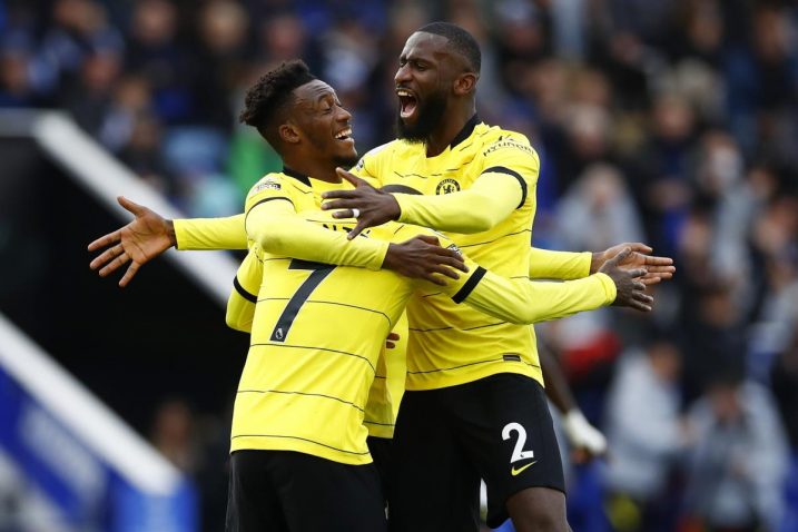 N'Golo Kante, Antonio Rudiger i Callum Hudson-Odoi slave pogodak/Foto: REUTERS