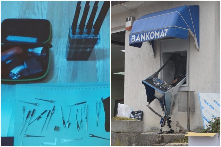 Oprema koju su koristili pljačkaši i uništen bankomat u Skradu / Foto PU PG, Marinko Krmpotić