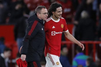 Ralf Rangnick i Edinson Cavani/Foto REUTERS