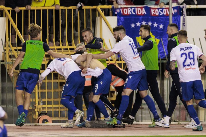 Slavlje Splićana nakon gola Kalinića protiv Dinama/Foto PIXSELL