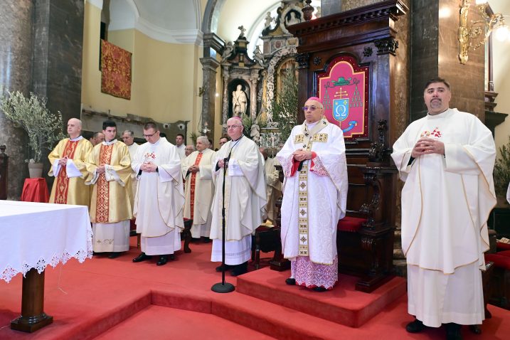 Generalni vikar nadbiskupije i od sada i rektor katedrale sv. Vida je vlč. Mario Tomljanović (skroz desno) / Snimio VEDRAN KARUZA