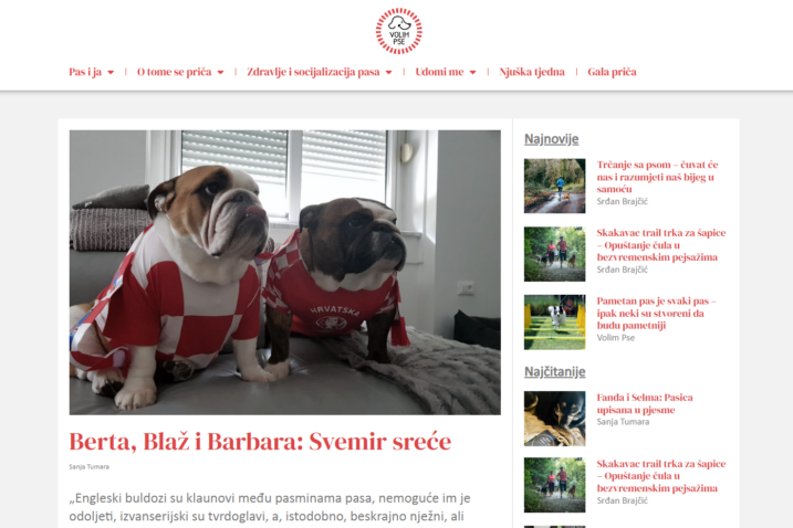 Naslovnica portala Volim pse / Screenshot
